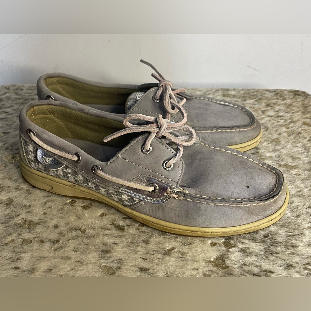 5 for $25🔥Sperry Top-Sider Sequined Tongue Grey Boat Shoe Size 9